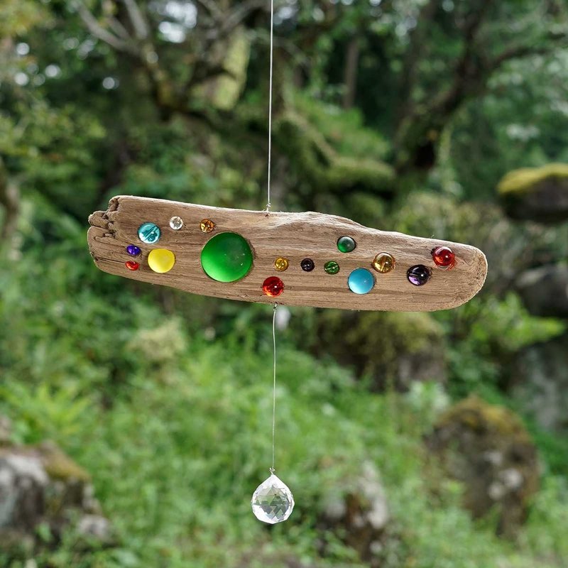 お部屋の中に太陽を　 流木とサンキャッチャー&モビール　窓の装飾 　ガラス玉　クリスタルプリズム　ビーチスタイル　７２ - 壁貼/牆壁裝飾 - 玻璃 咖啡色