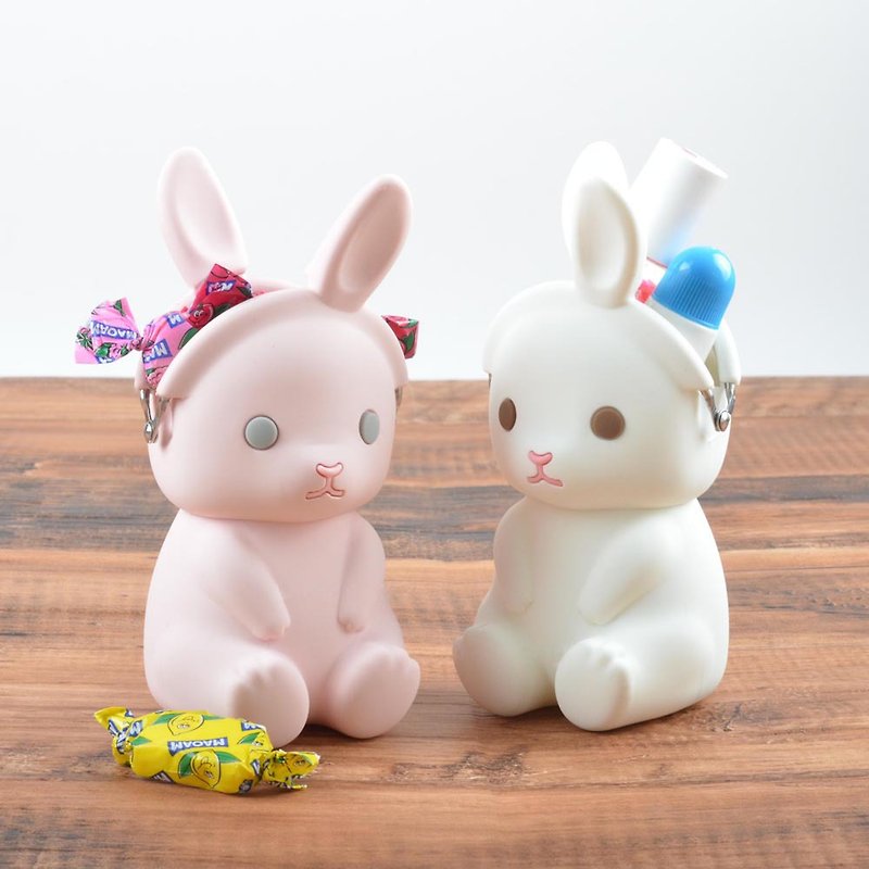 立體兔子矽膠口金包(兩色) - 散紙包 - 矽膠 粉紅色