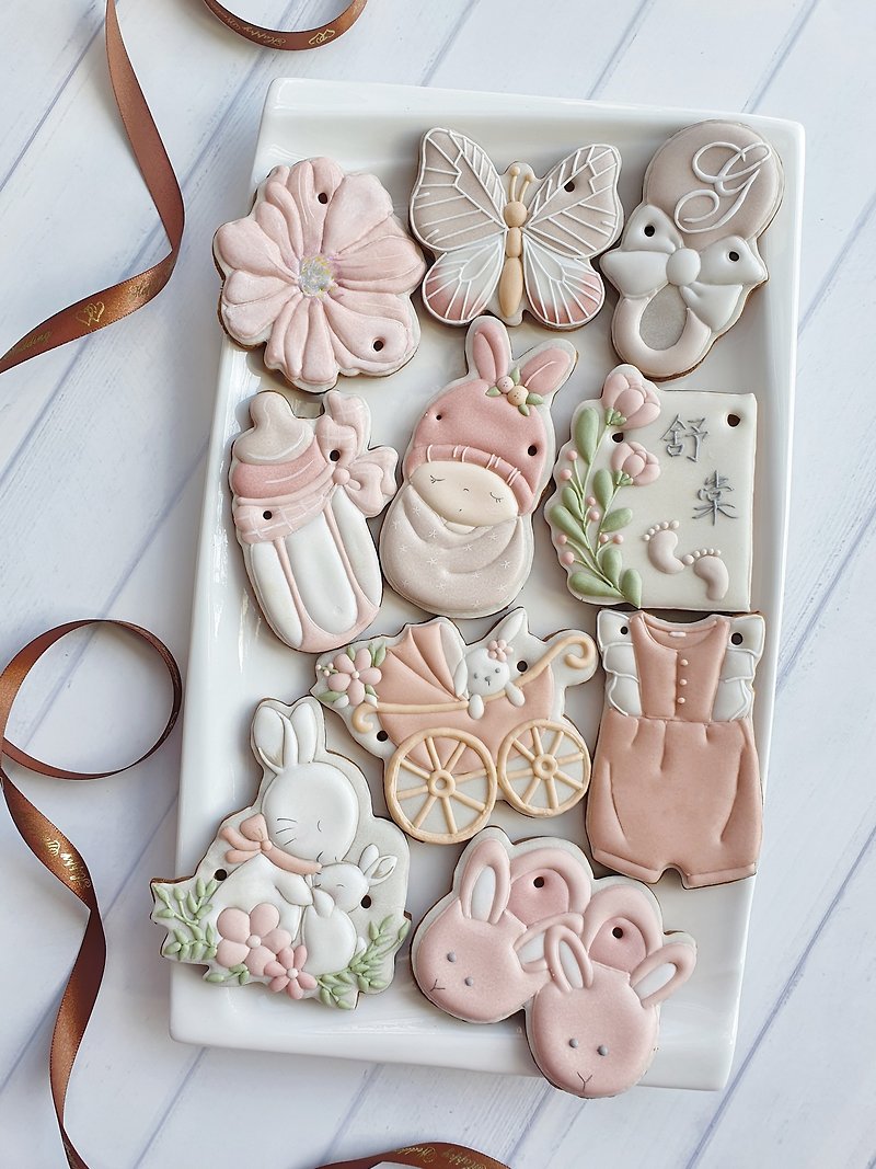 Pink Rabbit Year of the Rabbit Cookies Frosted Cookies 10 pieces/set - คุกกี้ - อาหารสด 