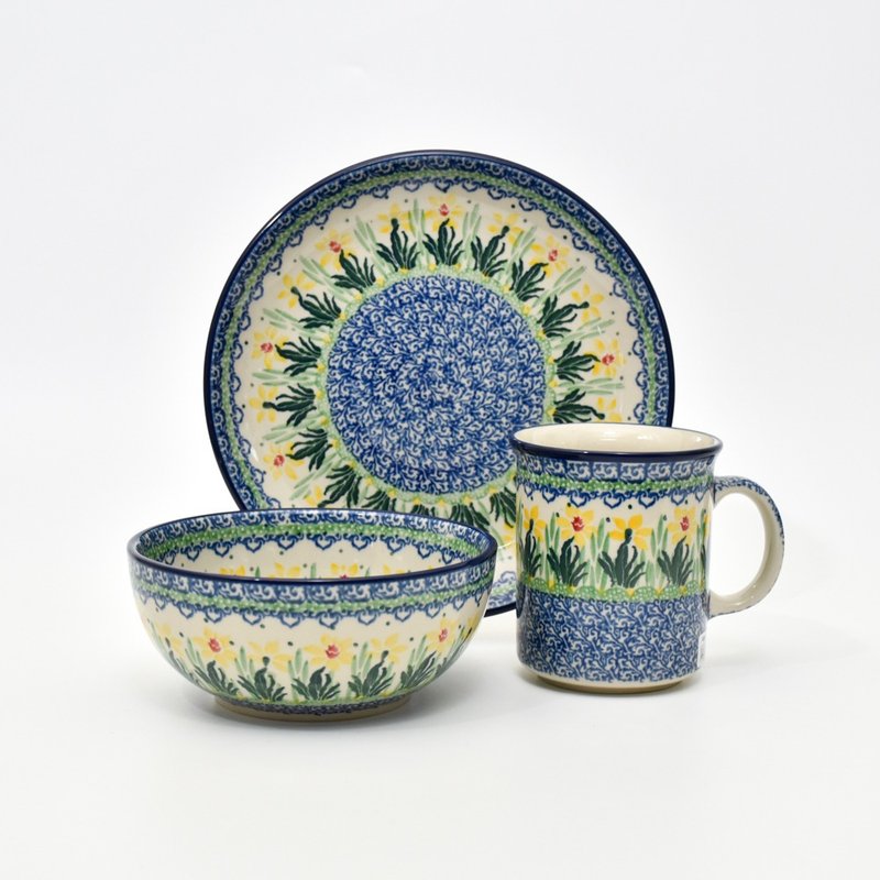 Exclusive 3-piece set of Polish handmade pottery - จานและถาด - ดินเผา 