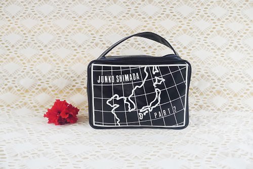 puremorningvintage Junko Shimada Part 2 oil cloth Top Handle Purse, Box shaped Makeup bag