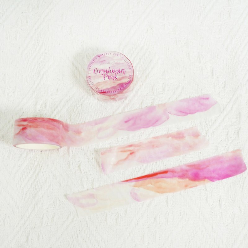【Bauhinia Pink 粉紅洋紫荊】水彩祝福 和紙膠帶 手帳裝飾 拼貼 - 紙膠帶/和紙/PET - 紙 粉紅色