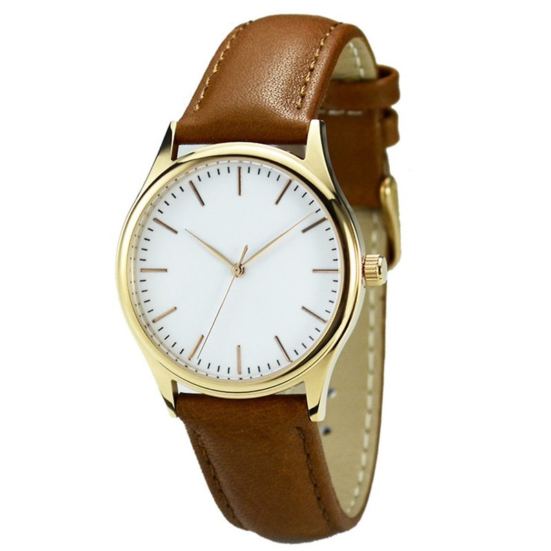 Minimalist Watch with thin stripes Rose Gold  Free Shipping Worldwide - นาฬิกาผู้ชาย - สแตนเลส สีกากี