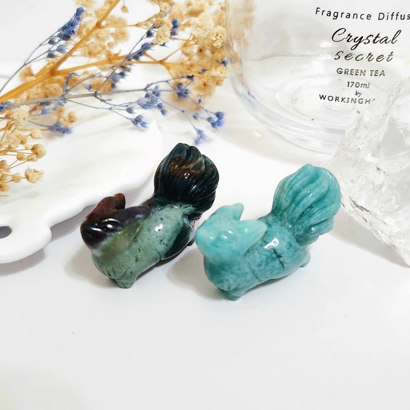 海洋碧玉九尾狐/天河石九尾狐 - 擺飾/家飾品 - 水晶 藍色