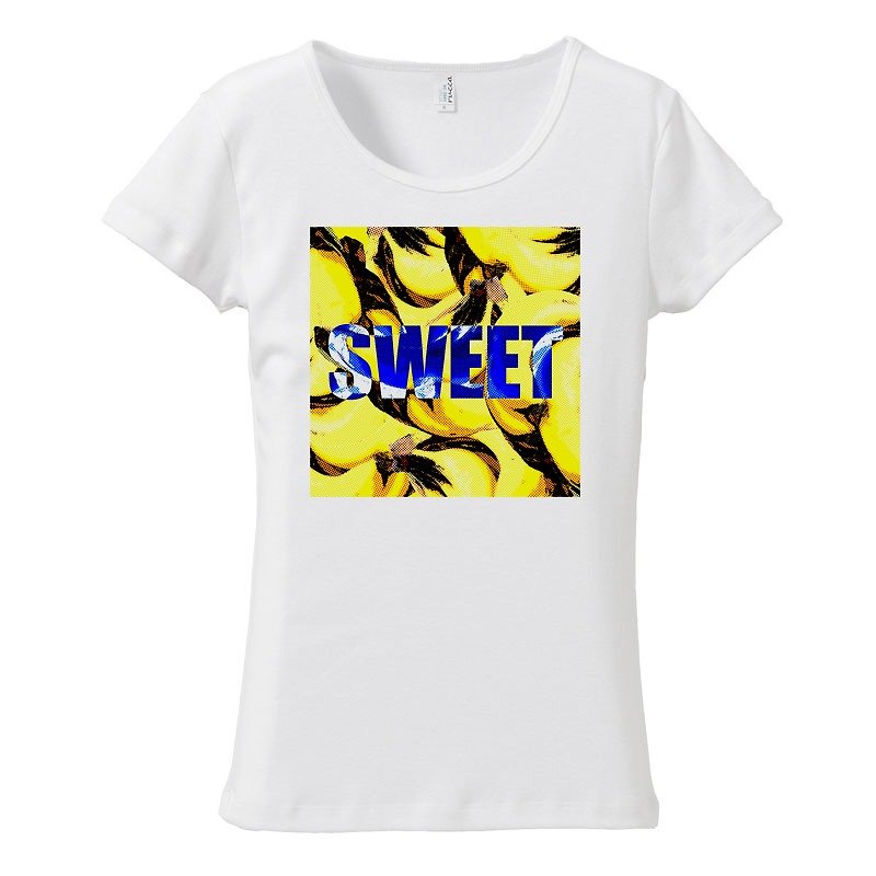 [Women's T-shirt] sweet banana - เสื้อยืดผู้หญิง - ผ้าฝ้าย/ผ้าลินิน ขาว