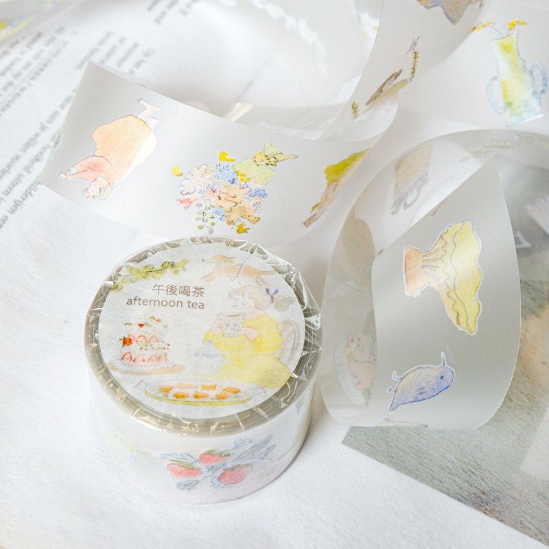 PET Tape - Afternoon Tea | Masking Tape | Journaling | Planner Tape | dodolulu - มาสกิ้งเทป - กระดาษ สึชมพู