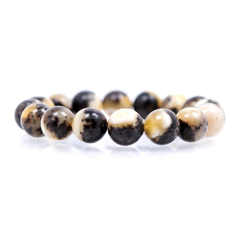 Amber China White Root 12.8-13.2mm Bracelets Japanese Elastic String - Bracelets - Semi-Precious Stones Multicolor