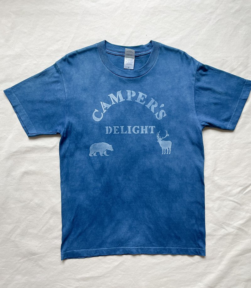 日本製 手染め 藍染Tシャツ CAMPER'S DELIGHT Star Indigo JAPANBLUE 絞り染め shibori キャンプ Camp - T 恤 - 棉．麻 藍色