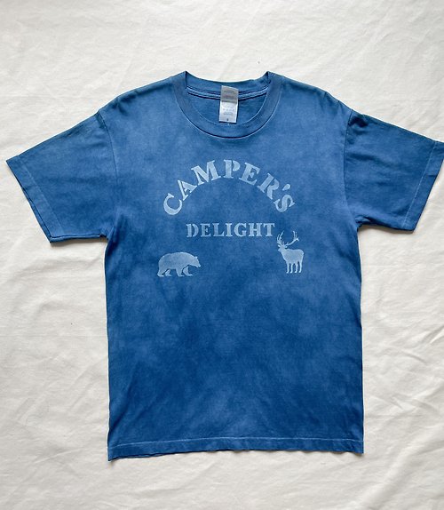 BLUE PHASE 日本製 手染め 藍染Tシャツ CAMPER'S DELIGHT Star Indigo JAPANBLUE 絞り染め shibori キャンプ Camp