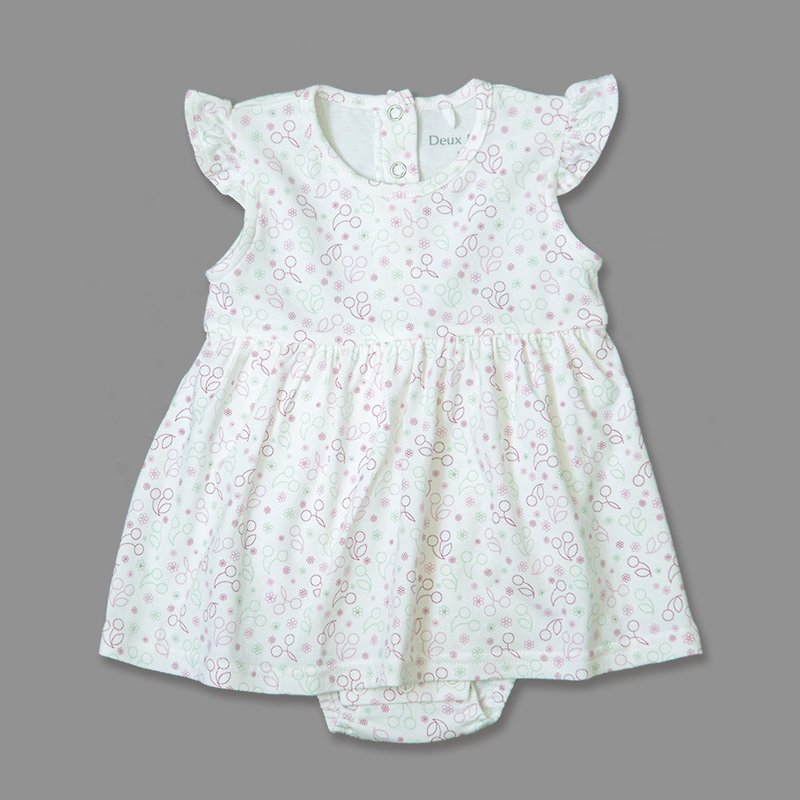 【Deux Filles organic cotton】baby dress onesies/ newborn jumpsuit (new cherry) - Onesies - Cotton & Hemp 