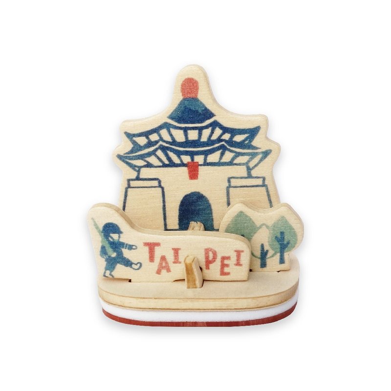 DIY印章明信片【印台灣-中正紀念堂】特色景點 木製模型玩具 - 木工/竹藝/紙雕 - 木頭 藍色