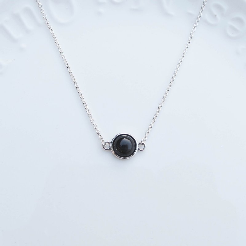 Big staff Taipa [handmade silver] obsidian sterling silver necklace - Collar Necklaces - Sterling Silver Black
