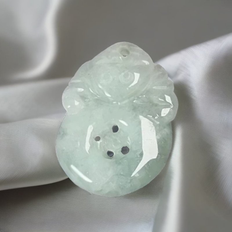 [Blessings are before your eyes] Ice Green Jade Fu Bei Necklace | Natural Burmese Jade Grade A Jade | Gift - Necklaces - Jade Green