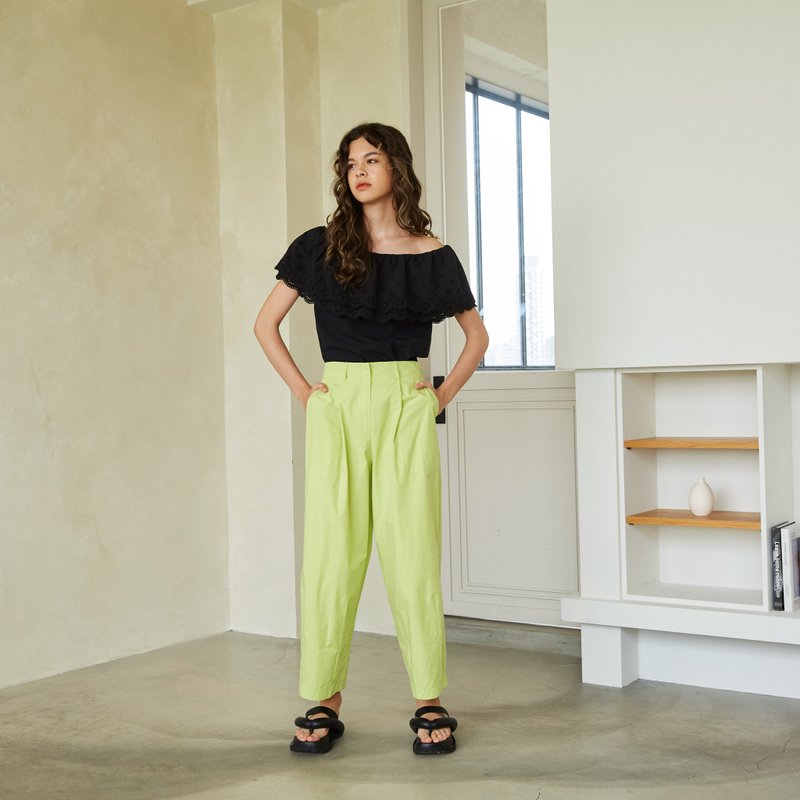 10 MOOn Green cropped pants - Women's Pants - Cotton & Hemp Green