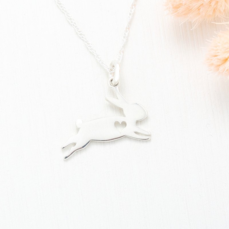 【Angel & Me】Forest Rabbit s925 sterling silver necklace Christmas gift - สร้อยคอ - เงินแท้ สีเงิน