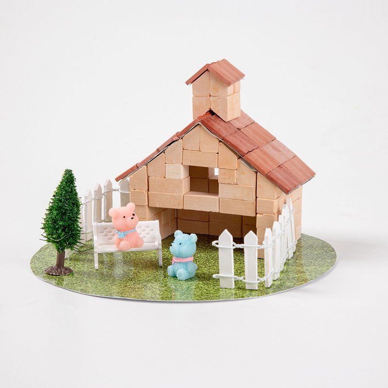 Ecoey mini brick building cosy cottage Children's construction toys entertaining - งานเซรามิก/แก้ว - วัสดุอื่นๆ สีกากี