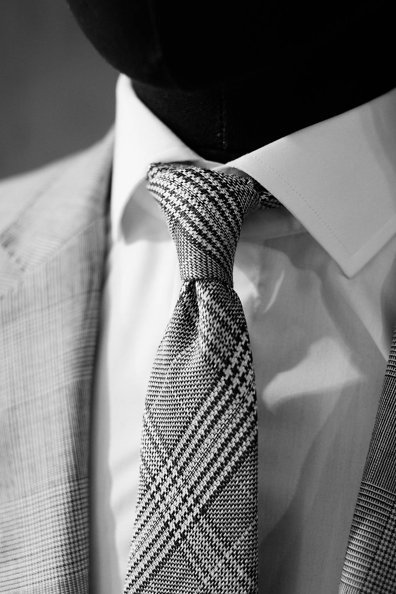 HIATUS 灰黑 威爾斯格紋 絲質領帶 紳士小物 - 領帶/領帶夾 - 絲．絹 灰色