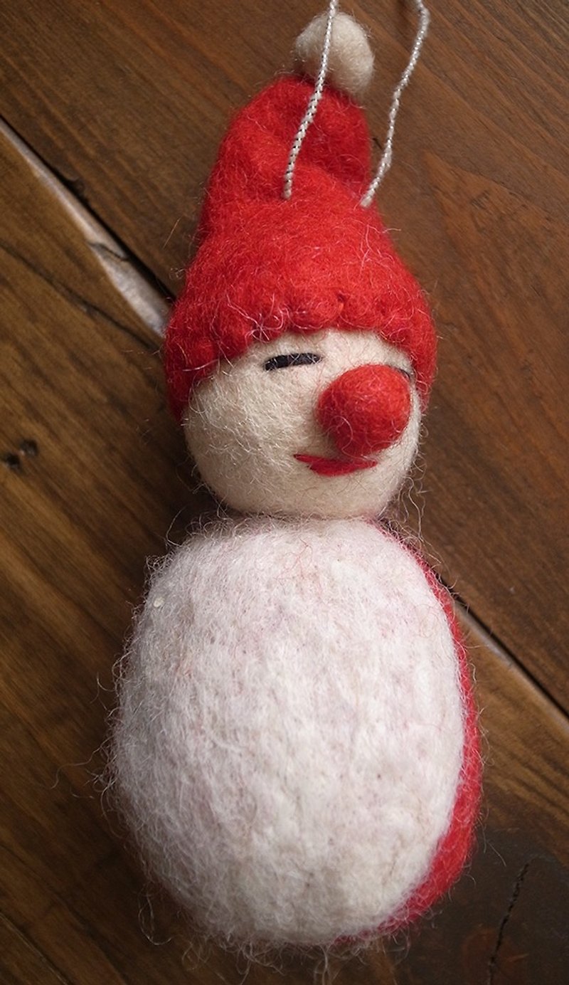 聖誕節 羊毛氈 手工 聖誕樹 掛飾 雪人 - 其他 - 羊毛 紅色