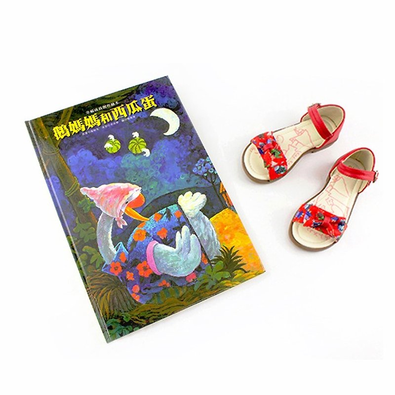 Single bow sandal color red, the price with story book included - รองเท้าเด็ก - หนังเทียม สีแดง