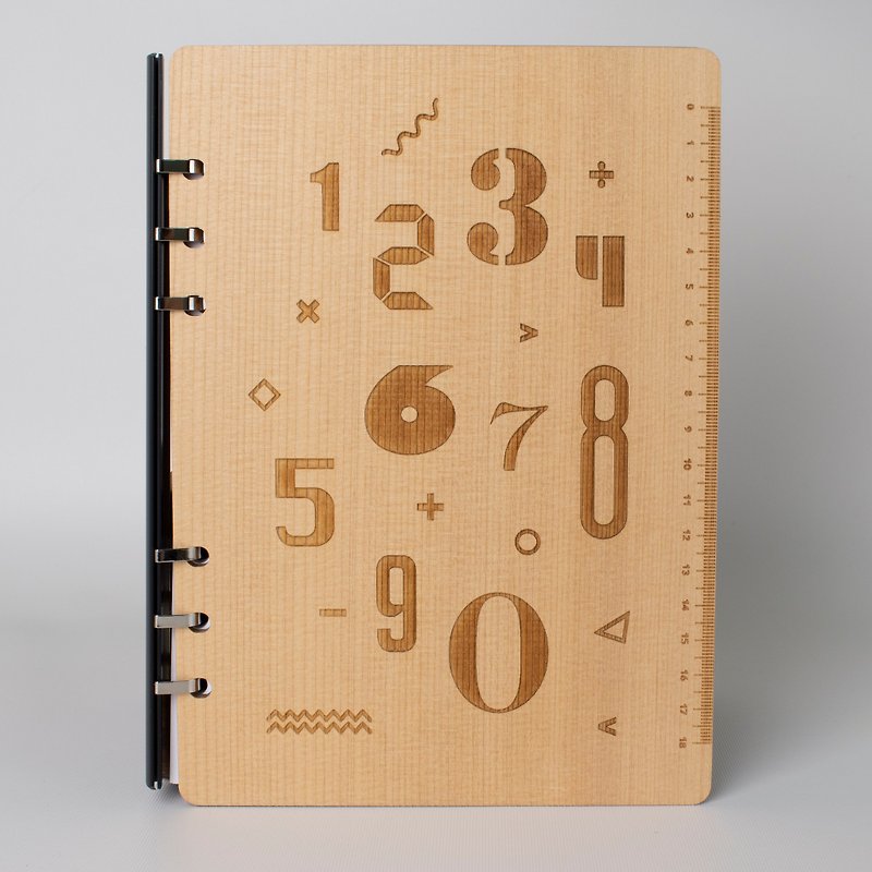 木製ノートブックカナダのアルダー番号と定規 - ノート・手帳 - 木製 イエロー