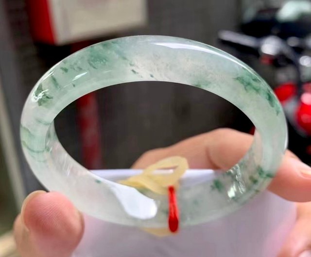 完璧な高氷種 翡翠ブレスレット【精巧な銀装飾】 氷種天然翡翠ミャンマー産翡翠ブレスレット・氷種フローティング