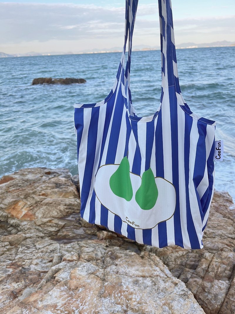 Blue and white striped pear pear green shopping bag Baote bottle recycling