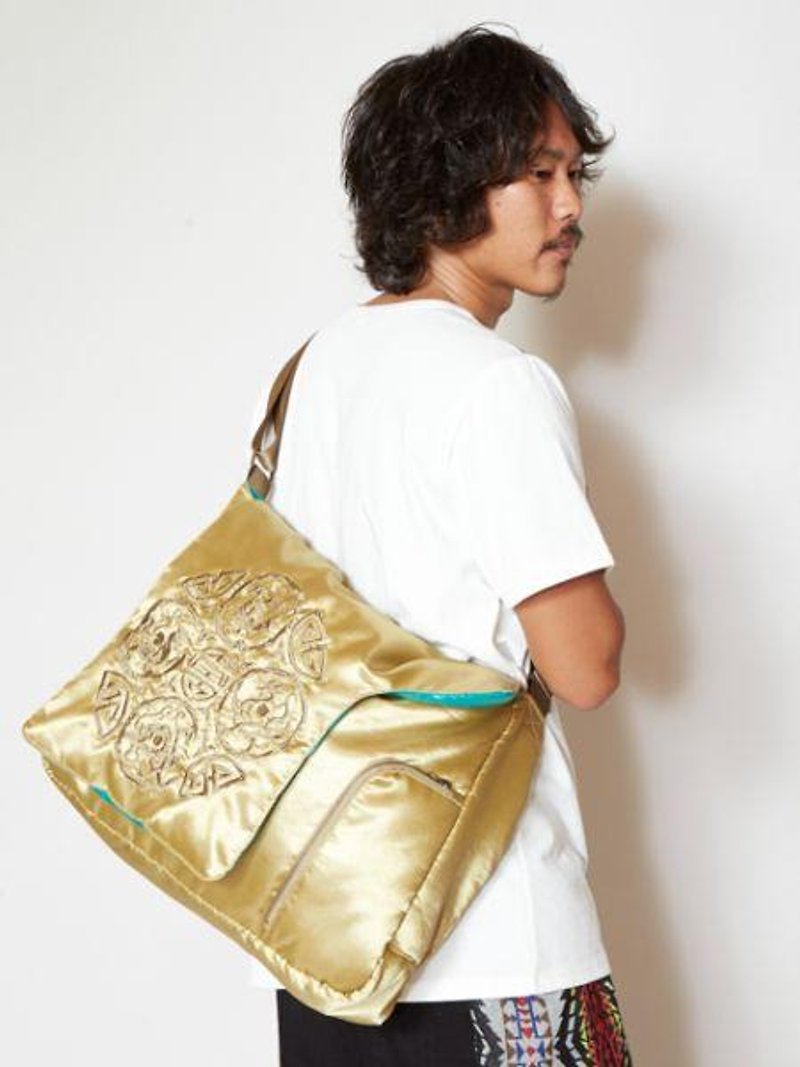 Metallic satin susheng shoulder bag - Handbags & Totes - Other Materials 