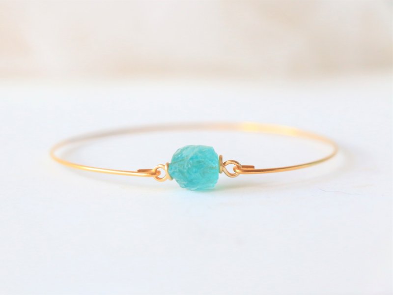 Natural blue apatite bracelet - 18k gold plated thin bracelet natural crystal - Bracelets - Gemstone Blue