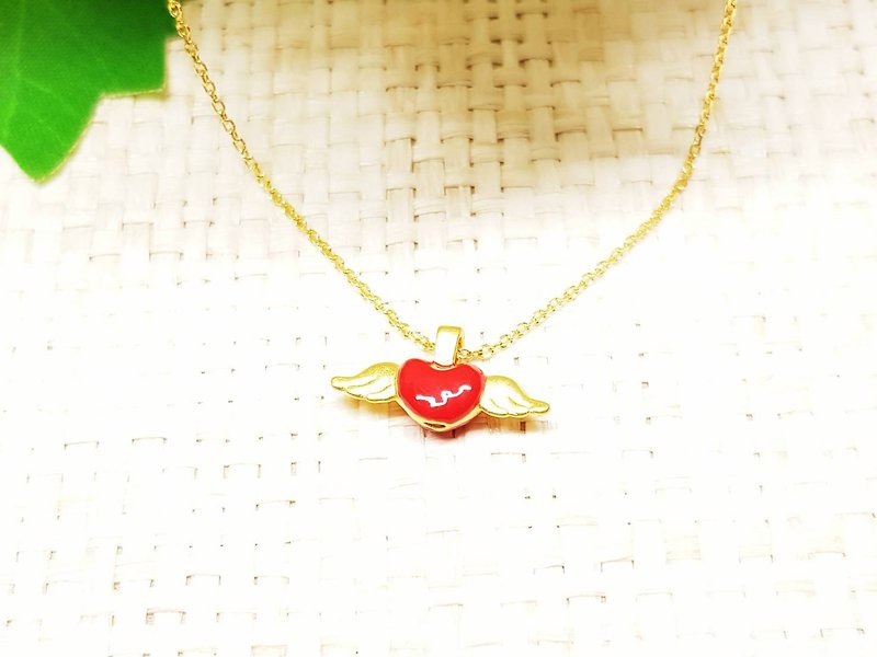 Mother's Day Selection-Gold Necklace-Wide Heart-Heart-to-Heart Chain-Angel Heart-Golden Gold Jewelry - สร้อยคอ - ทอง 24 เค สีทอง