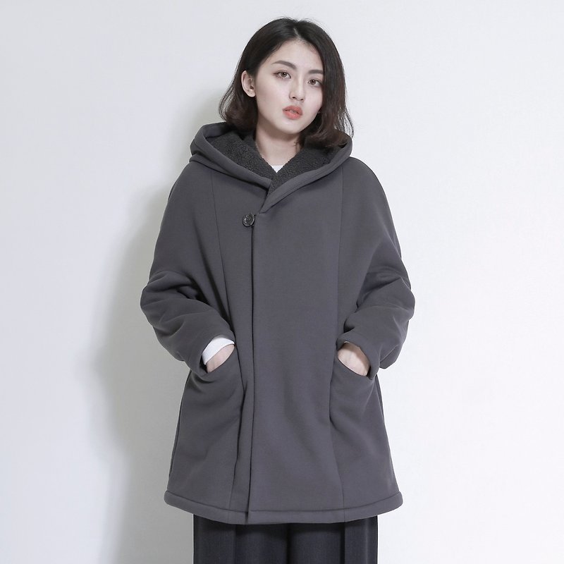 Forest forest hooded jacket _7AF308_ dark gray - เสื้อแจ็คเก็ต - ผ้าฝ้าย/ผ้าลินิน สีเทา