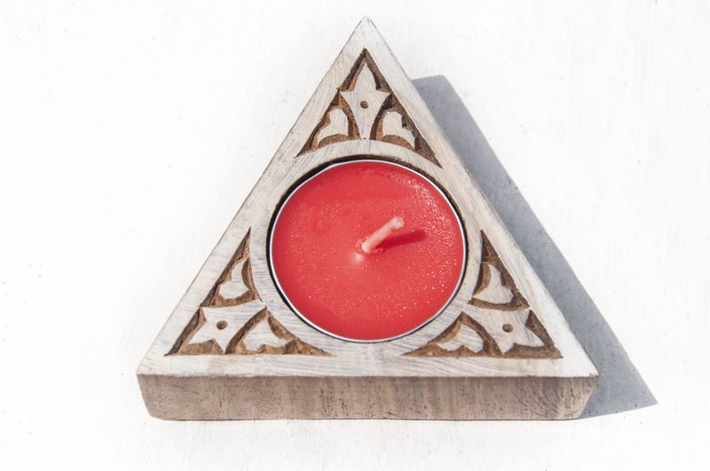 Indian Wooden Candelabra/Wood Seal Candle Holder/Wood Stamp Candle Holder - Vines in the Wedding Palace in Rainy Season - Candles & Candle Holders - Wood Khaki