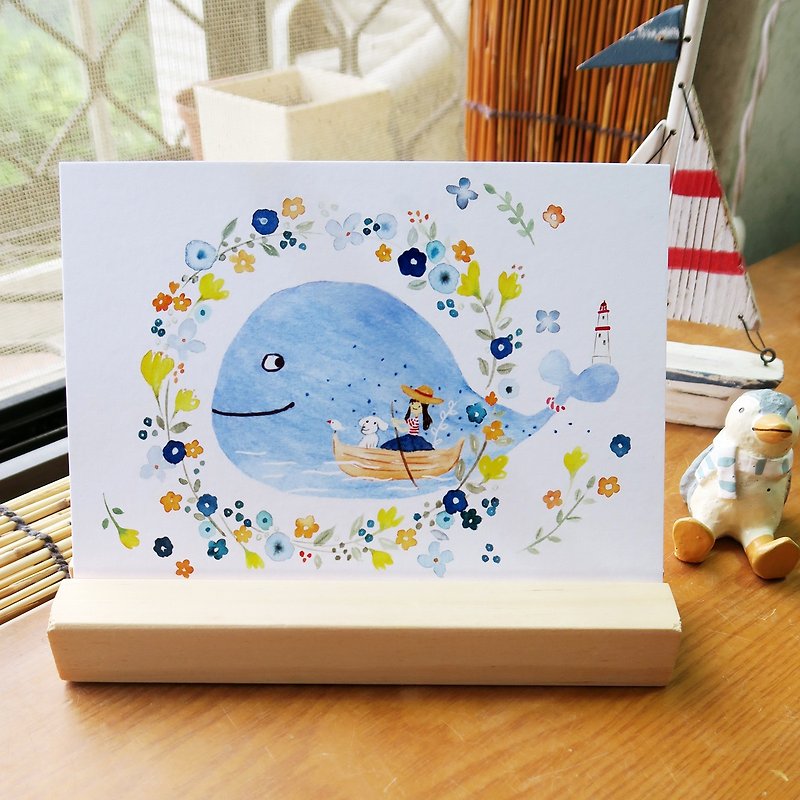 和鯨魚同遊  明信片 - 心意卡/卡片 - 紙 藍色