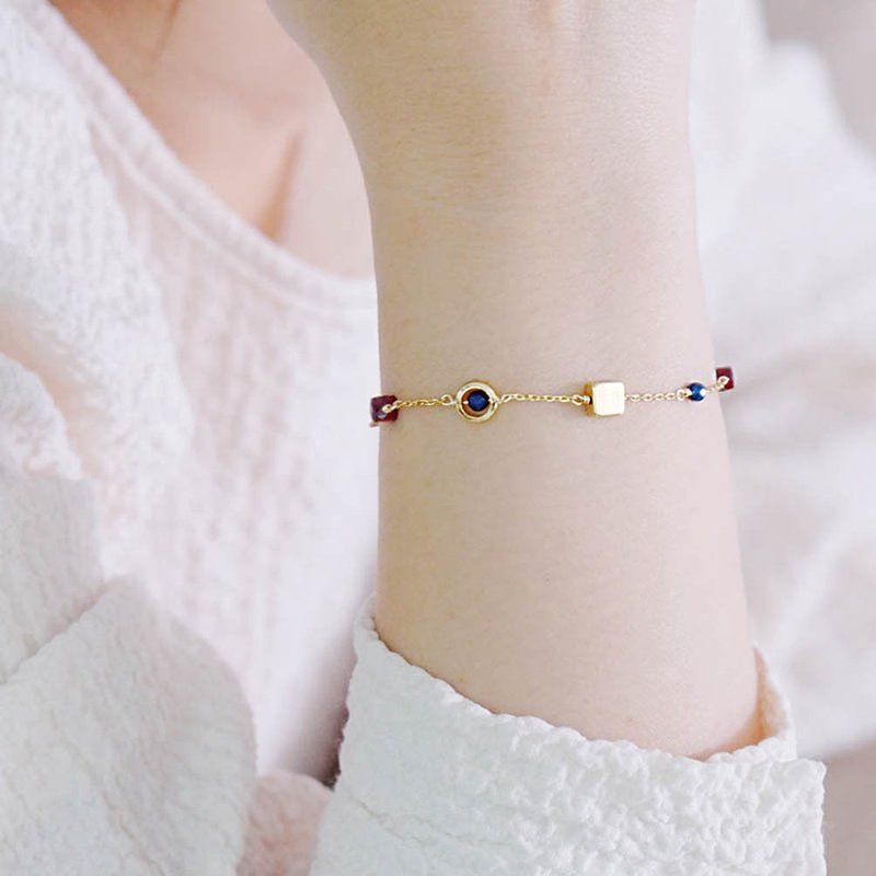 Love Career x Stone Lazuli January September Birthstone [Old Moonlight. Chuju] bracelet - Bracelets - Gemstone 