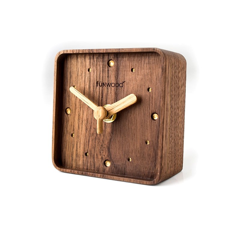 新婚賀禮-木合金擺飾時鐘-方形 - 時鐘/鬧鐘 - 木頭 咖啡色