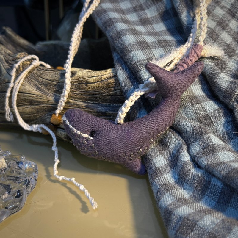 海霧系列之鯊魚項鏈 - 長項鍊 - 棉．麻 白色