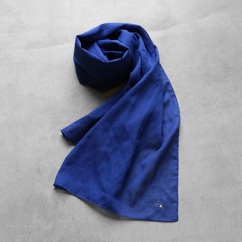 かるふわコットンストール・ネイビー - 絲巾 - 棉．麻 藍色