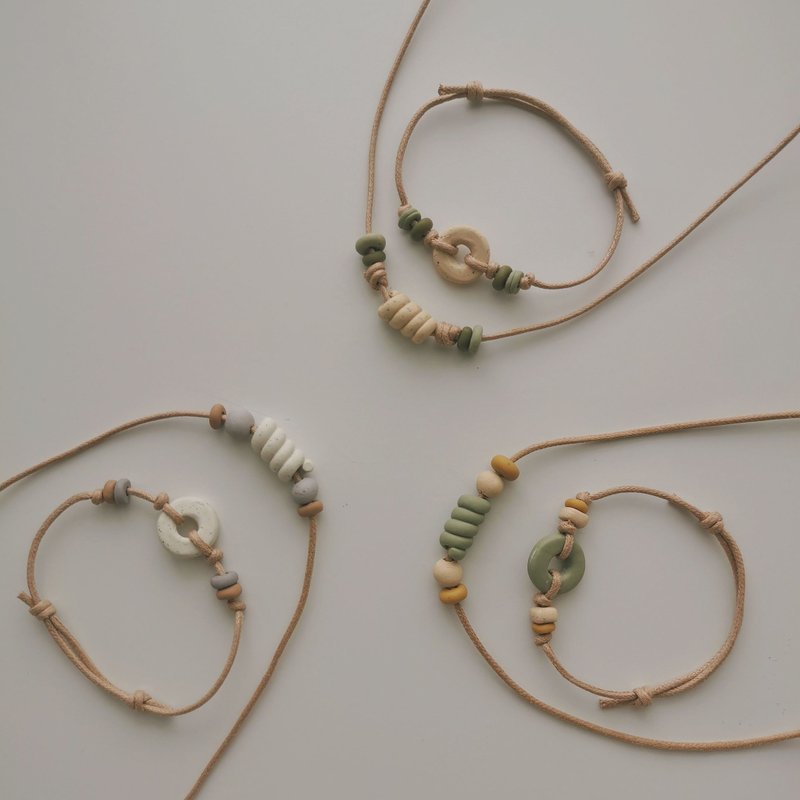 Matching Set - SEA SWIRLED Necklace/ INNER PEACE Bracelet - 手鍊/手環 - 黏土 多色
