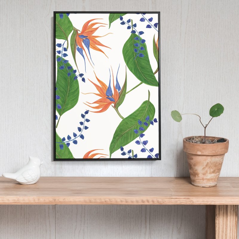 Continuous • Strelitzia -Pattern, Wall Art, Home Decor, Botanical Prints, Spring - Posters - Cotton & Hemp Multicolor