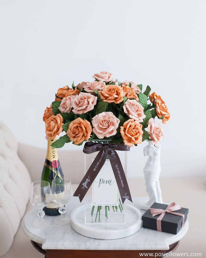 BEIGE GRANDI ROSE | New York Vase Flower for Decoration, Paper Flowers Gift