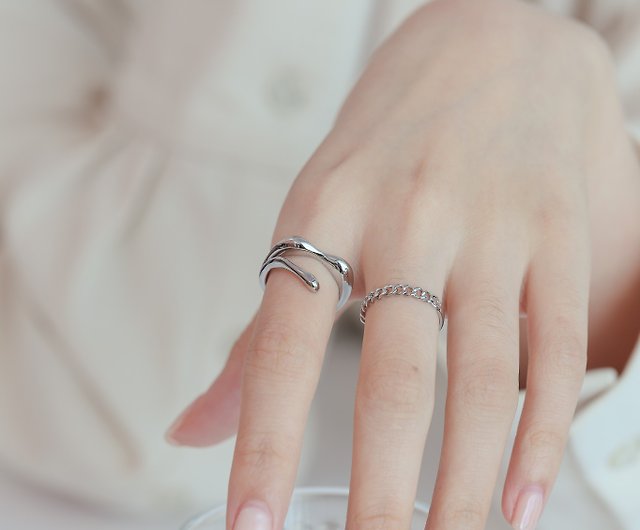 Customized Gift] The intersection of love. White steel rings for couples -  Shop miestilojewelry Couples' Rings - Pinkoi