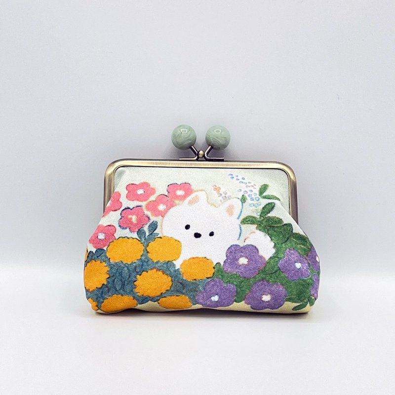 Natsumi Teraoka 口金零錢包 花田與狗 - 化妝包/收納袋 - 聚酯纖維 多色