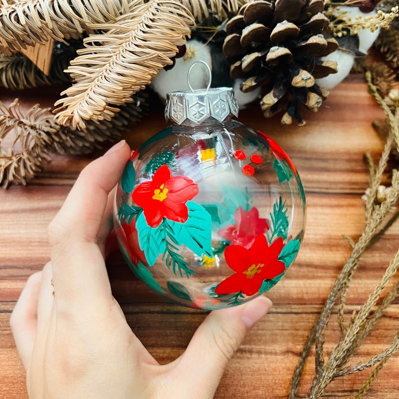 Hand-painted Christmas Bauble (Christmas flower) - ของวางตกแต่ง - พลาสติก หลากหลายสี