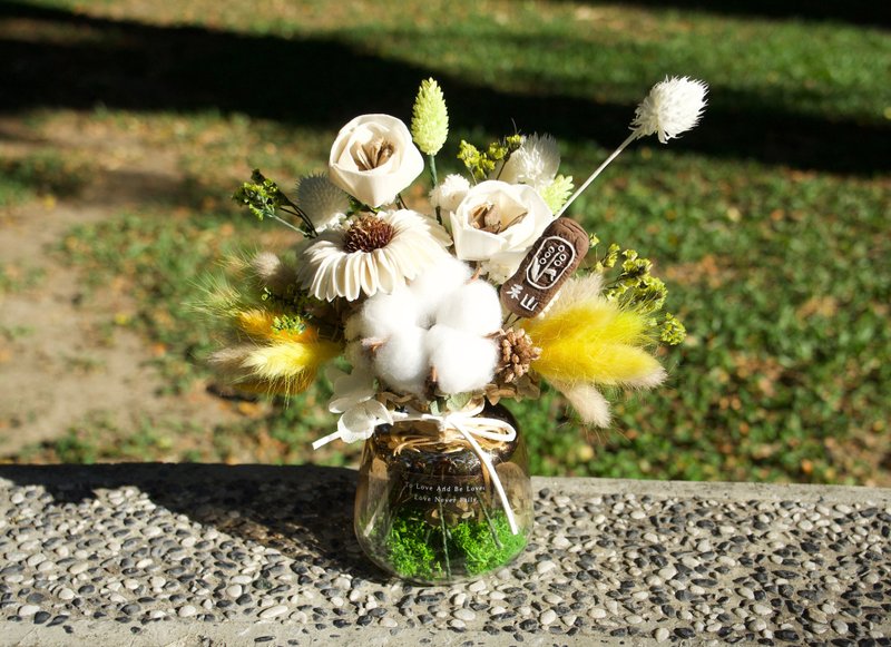 Dry Potted Flower Yellow and Green-Opening Gift/Blessing for Promotion/Housewarming Gift/Home Decoration - Dried Flowers & Bouquets - Plants & Flowers Yellow