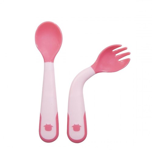 Ubelife b&h 嬰幼兒餐具 - 2合1感溫及可彎曲叉匙 (韓國) - 粉紅色
