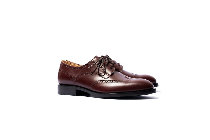 StitchingSole_Wingtip_Bur_MTO - Men's Leather Shoes - Genuine Leather Red