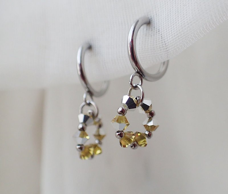 Stainless Steel earrings with SWAROVSKI ELEMENTS, one pair - ต่างหู - เงินแท้ สีส้ม
