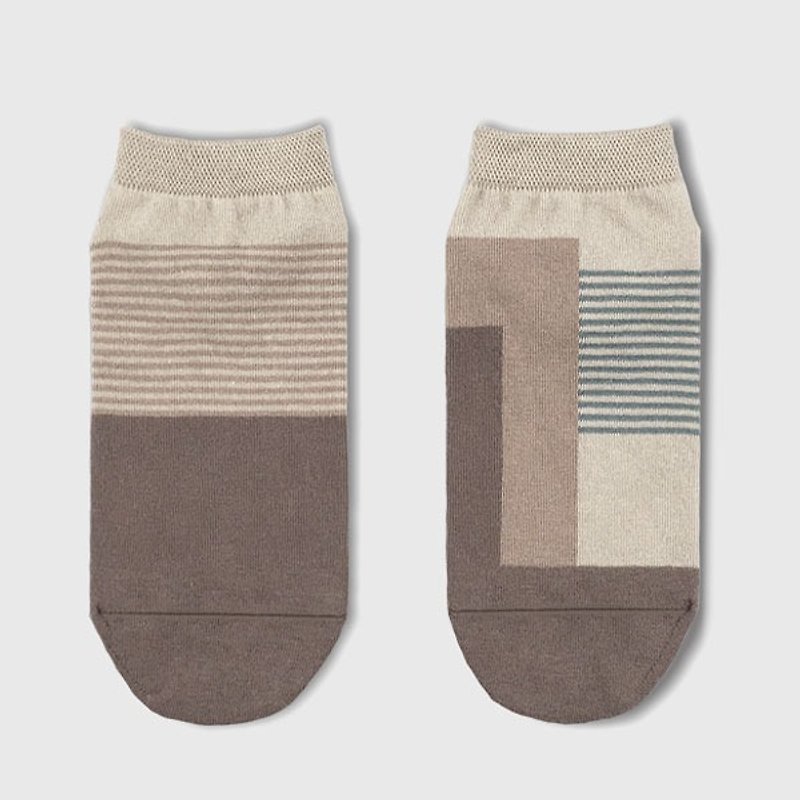 靴下グレイッシュウッド / irregular / socks / beige / stripe - ソックス - コットン・麻 カーキ
