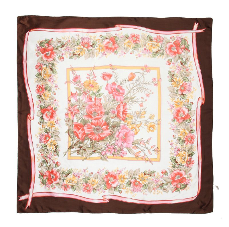 [Eggs] classical plant vintage vintage rose print scarf - Scarves - Silk Multicolor