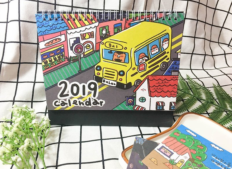 / 2019卓上カレンダー/ホワイトベアさん、あなたと一緒に過ごすガチョウと一緒に行く布2019 - カレンダー - 紙 多色