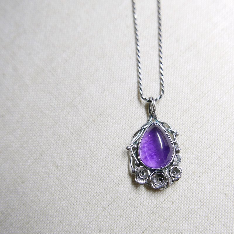 handmade silver amethyst pendant - Necklaces - Gemstone Purple